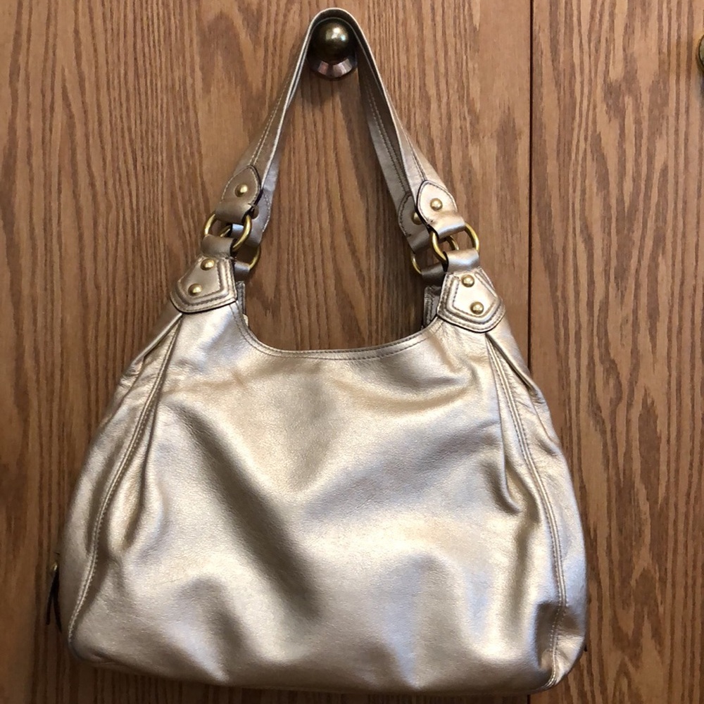Coach gold patent leather satchel shoulder hand bag N A1082-14336 - Picture 4 of 16